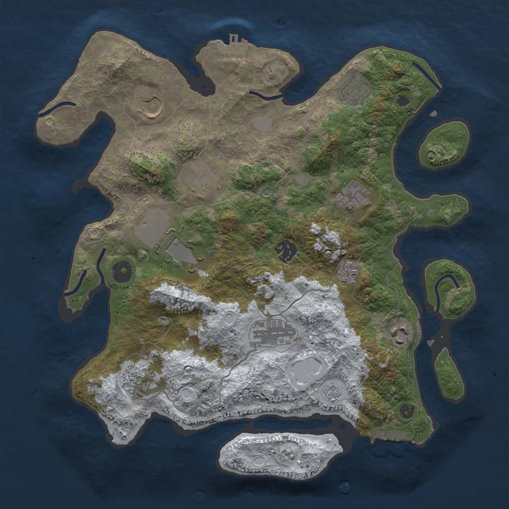 Rust Map: Procedural Map, Size: 3600, Seed: 547514190, 19 Monuments