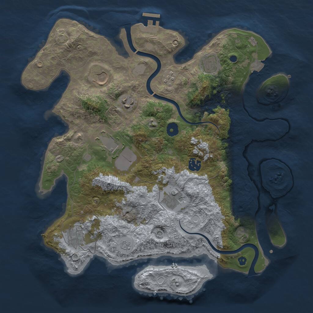 Rust Map: Procedural Map, Size: 3600, Seed: 547514190, 13 Monuments