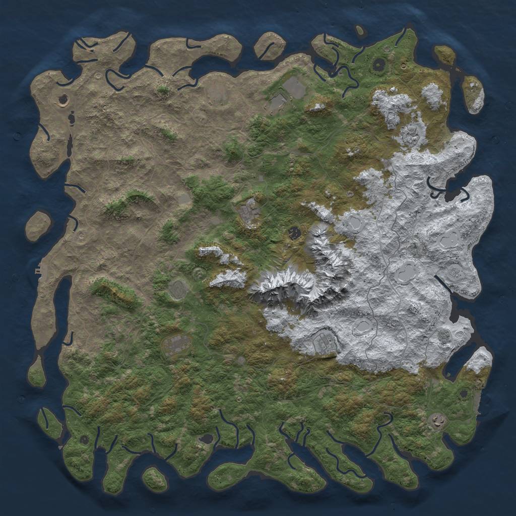 Rust Map: Procedural Map, Size: 6000, Seed: 583142, 20 Monuments