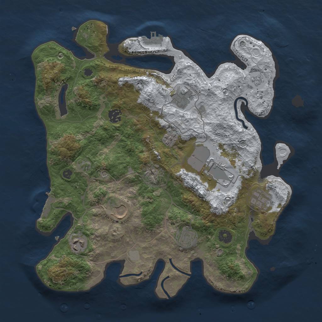 Rust Map: Procedural Map, Size: 3500, Seed: 70168, 17 Monuments