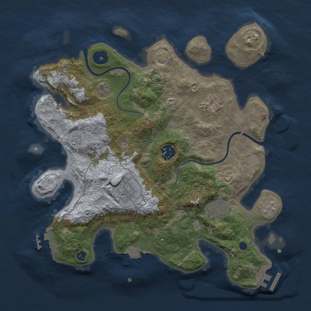 Rust Map: Procedural Map, Size: 3200, Seed: 716033, 11 Monuments