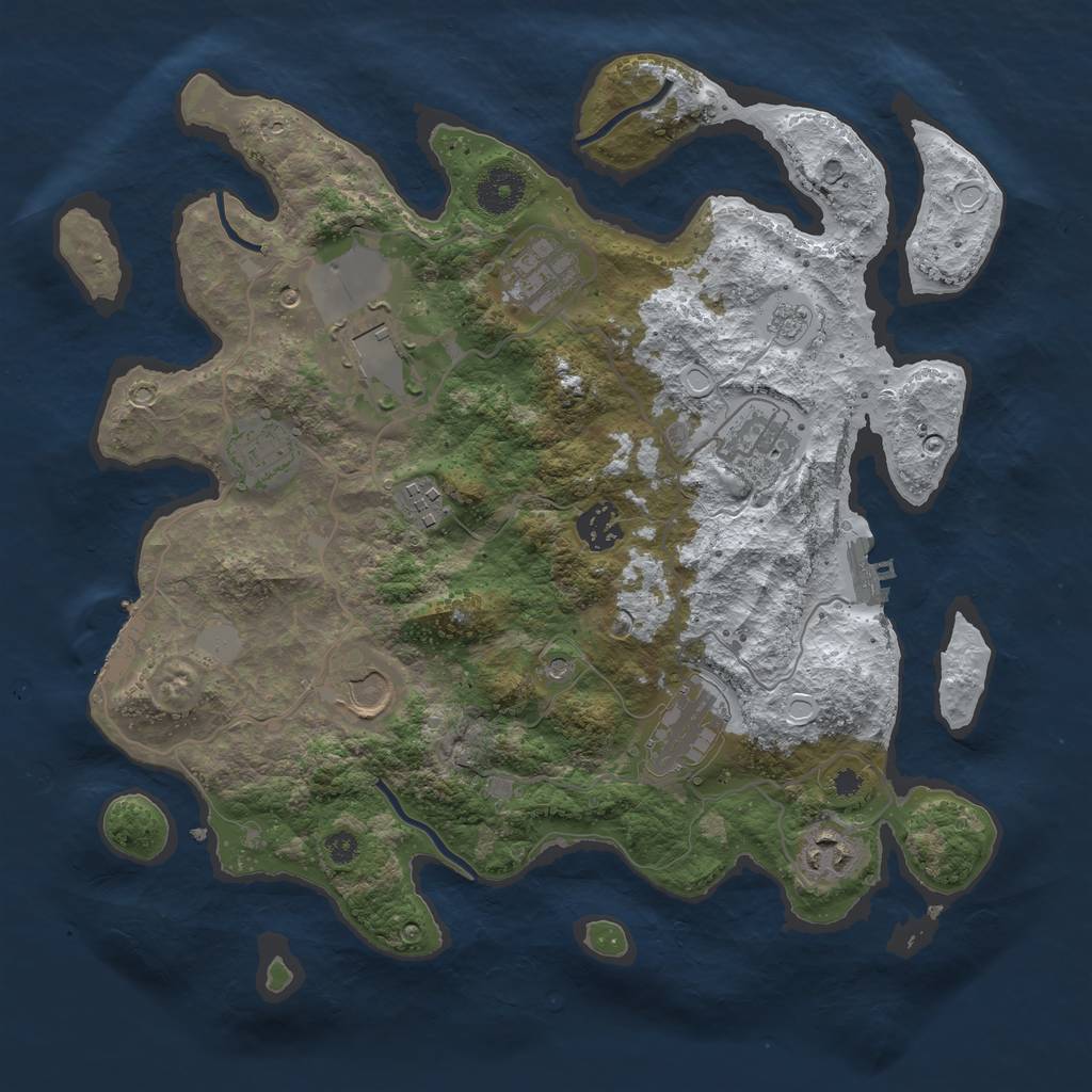 Rust Map: Procedural Map, Size: 3500, Seed: 535328814, 18 Monuments