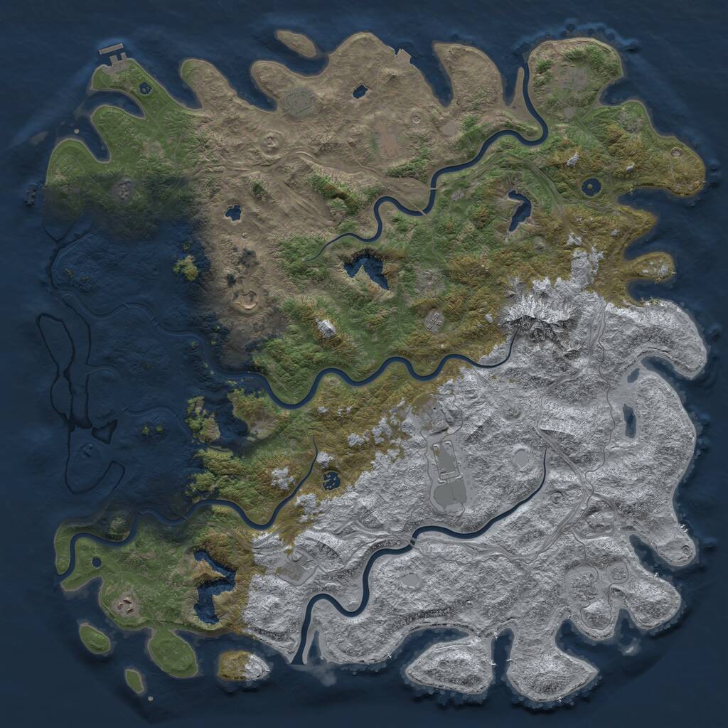 Rust Map: Procedural Map, Size: 6000, Seed: 637103, 17 Monuments
