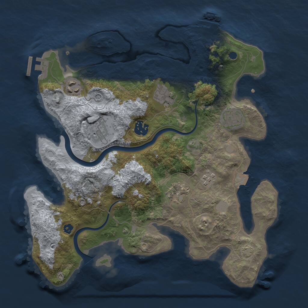 Rust Map: Procedural Map, Size: 3200, Seed: 983128, 12 Monuments