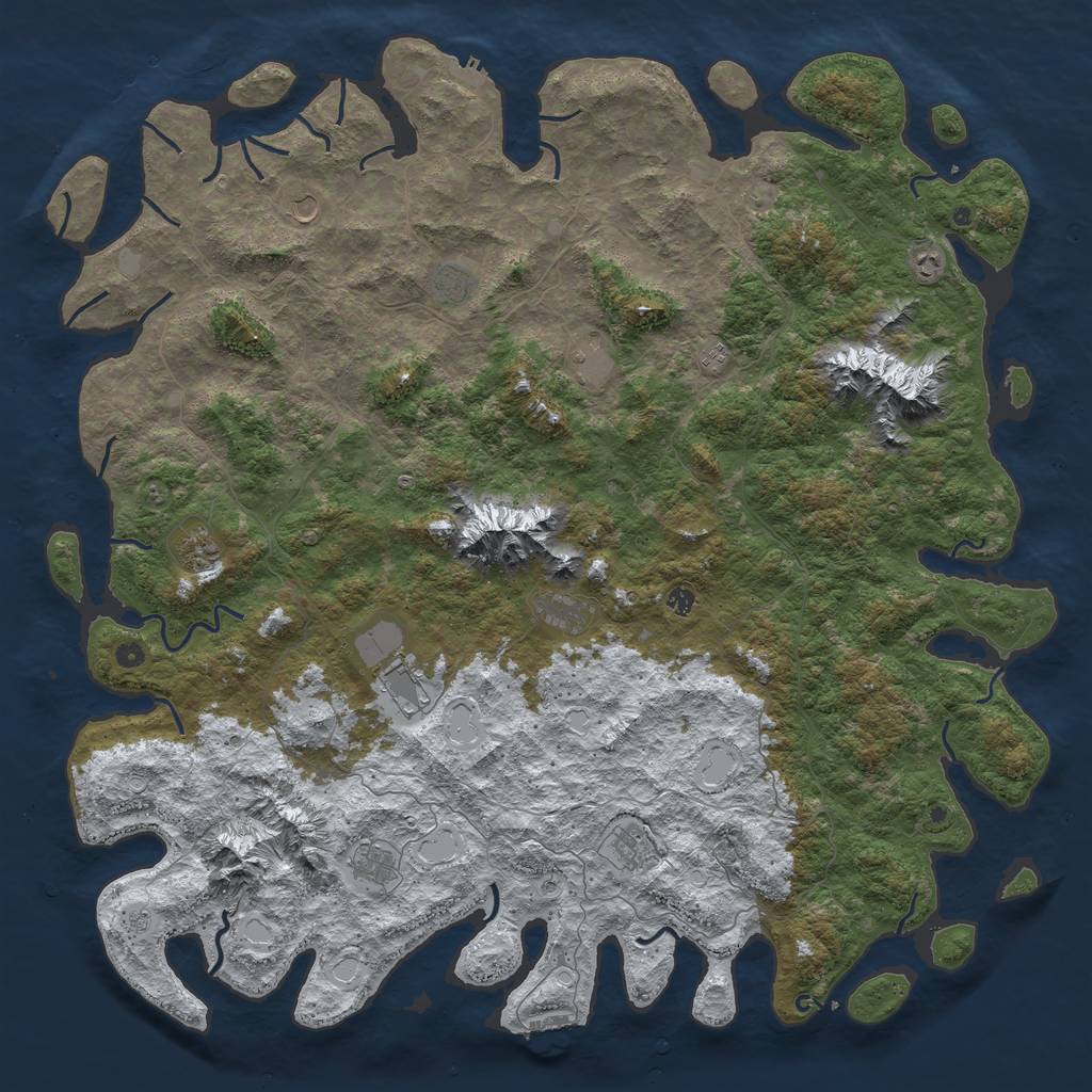 Rust Map: Procedural Map, Size: 6000, Seed: 701454, 20 Monuments