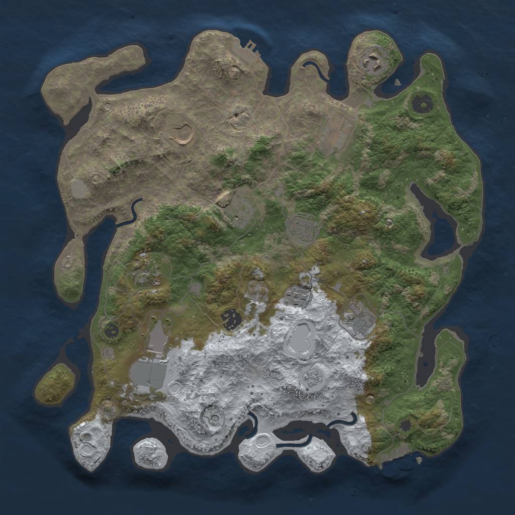 Rust Map: Procedural Map, Size: 3750, Seed: 412994320, 19 Monuments
