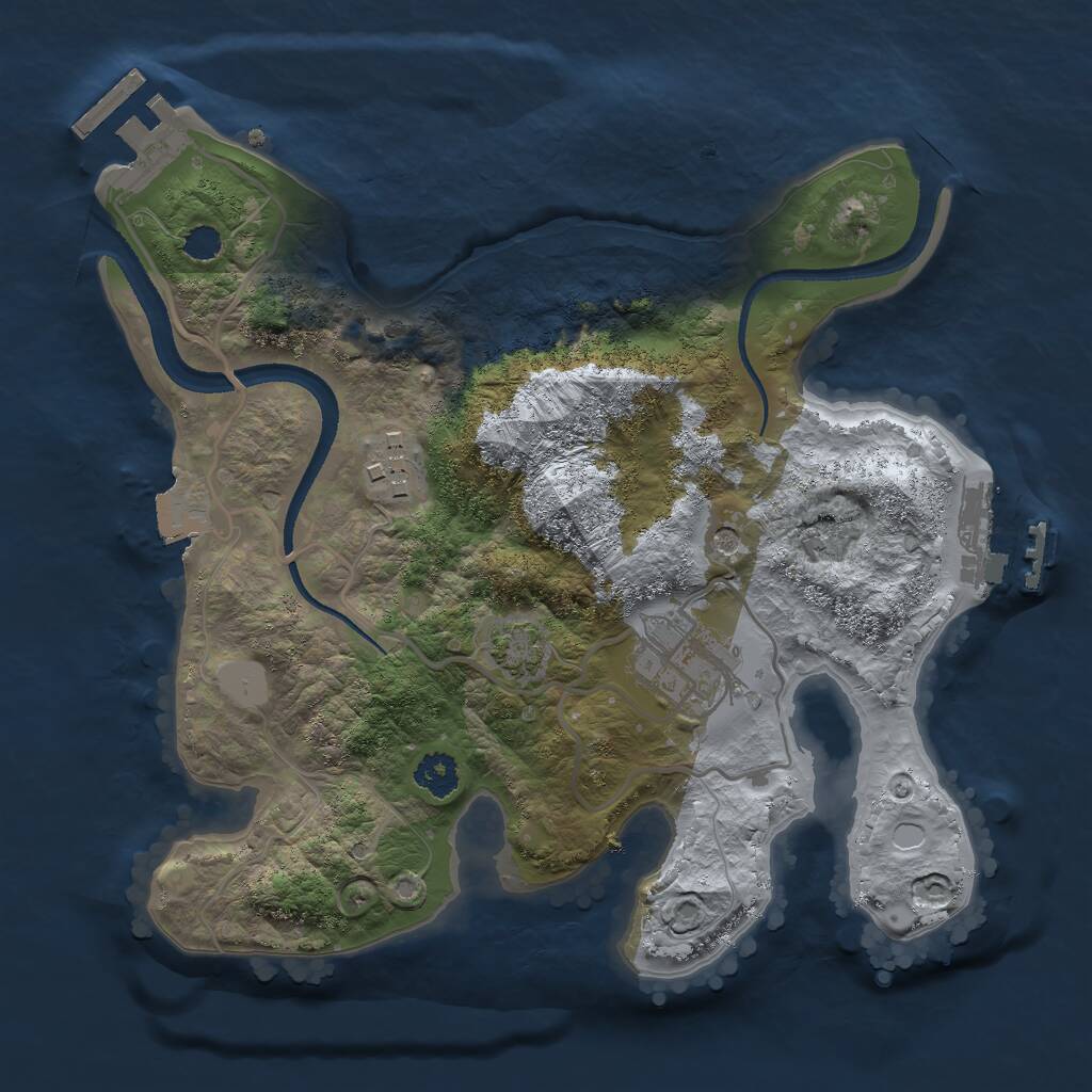 Rust Map: Procedural Map, Size: 2500, Seed: 4879800, 7 Monuments