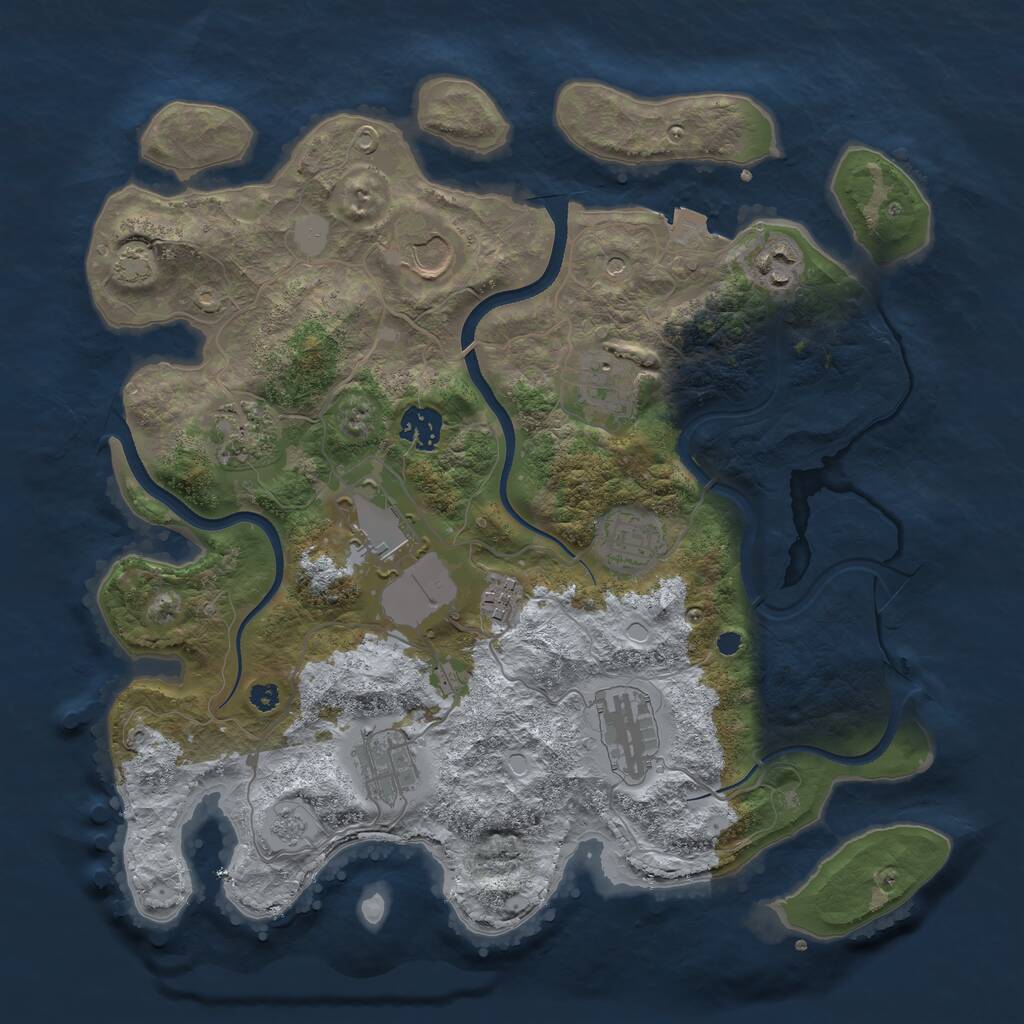 Rust Map: Procedural Map, Size: 3550, Seed: 3843377, 14 Monuments