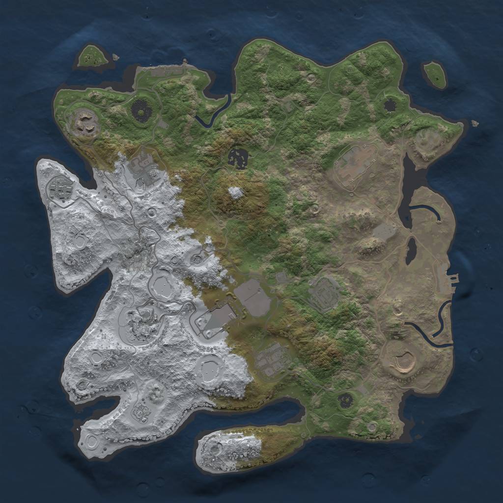 Rust Map: Procedural Map, Size: 3500, Seed: 1455068894, 19 Monuments