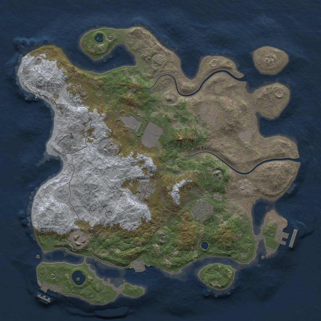 Rust Map: Procedural Map, Size: 3500, Seed: 43699819, 13 Monuments