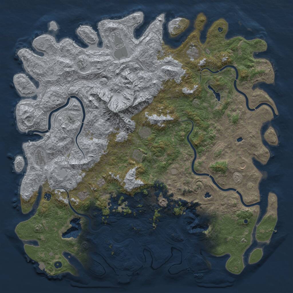 Rust Map: Procedural Map, Size: 6000, Seed: 357821, 17 Monuments