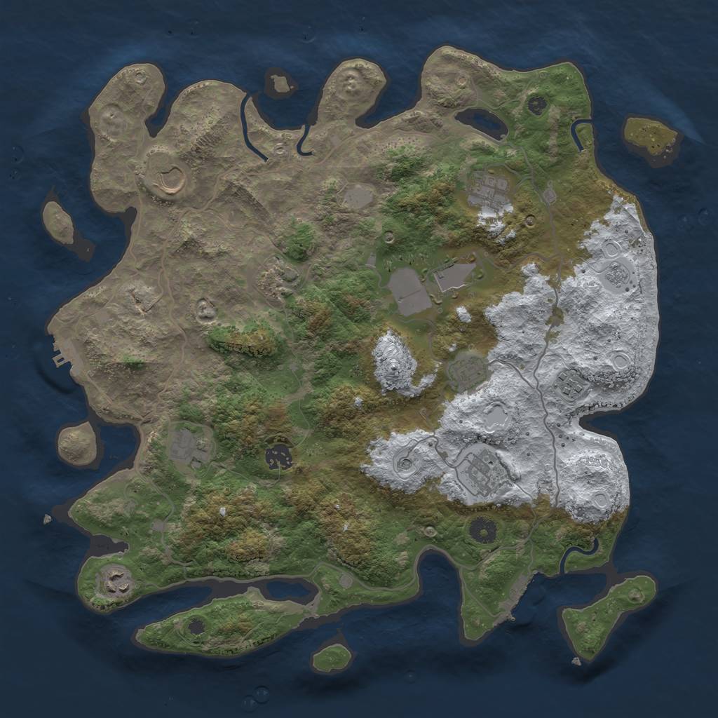 Rust Map: Procedural Map, Size: 4000, Seed: 799933, 19 Monuments