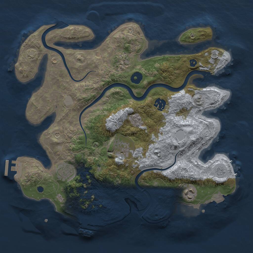 Rust Map: Procedural Map, Size: 3252, Seed: 50500, 12 Monuments
