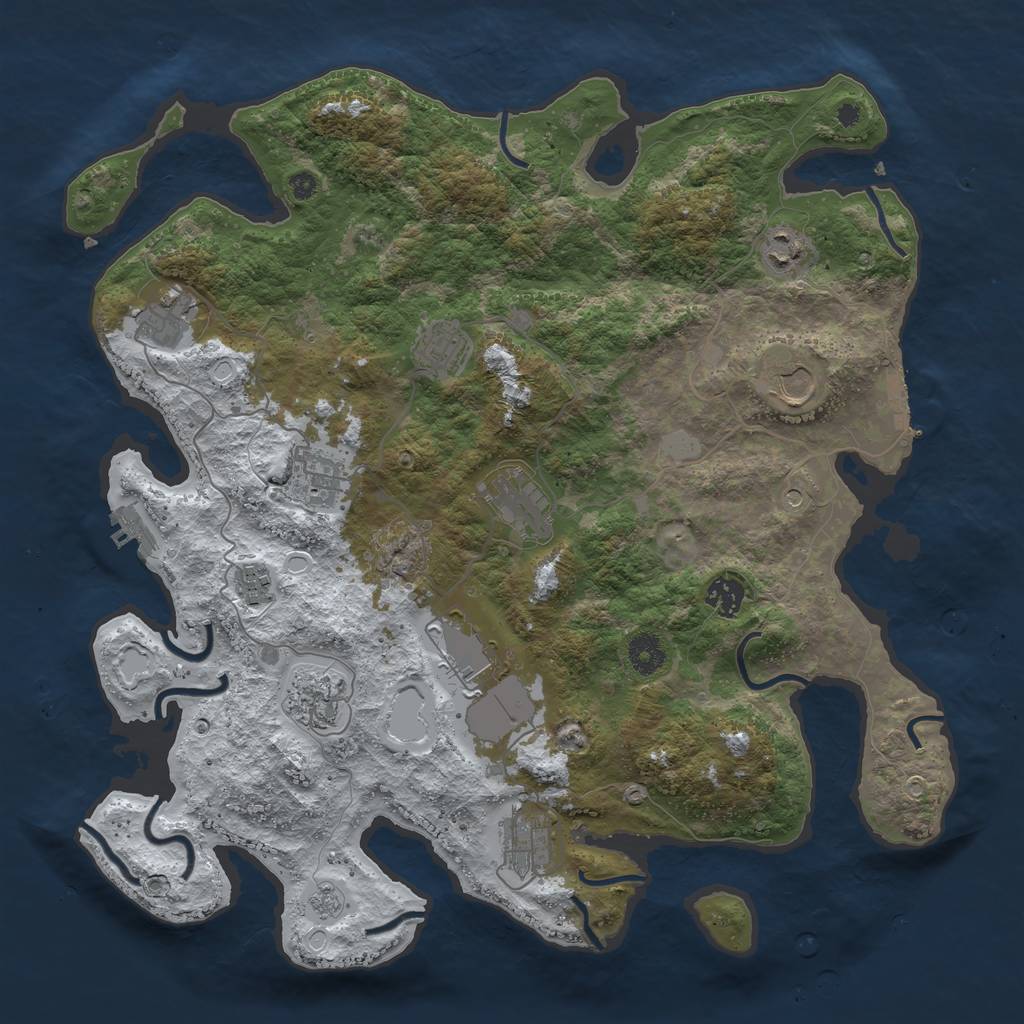 Rust Map: Procedural Map, Size: 3950, Seed: 829635791, 20 Monuments