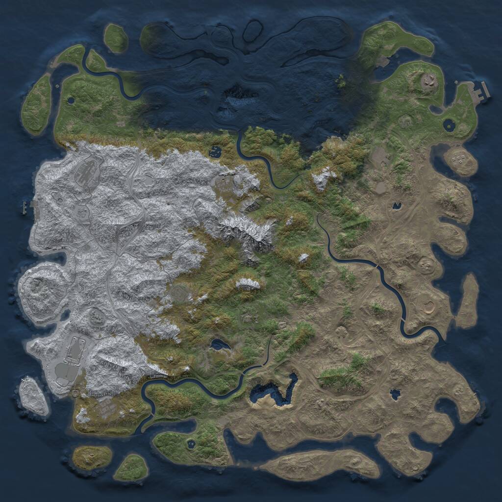 Rust Map: Procedural Map, Size: 6000, Seed: 85323545, 17 Monuments