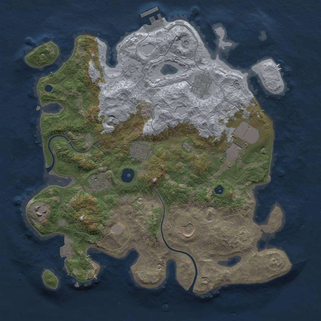 Rust Map: Procedural Map, Size: 3500, Seed: 54783150, 12 Monuments