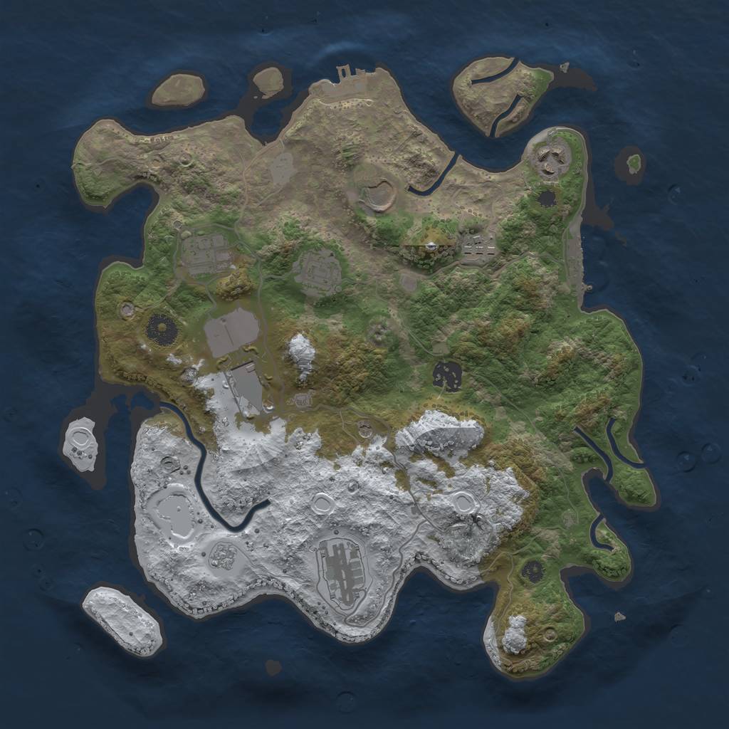 Rust Map: Procedural Map, Size: 3500, Seed: 223348374, 17 Monuments