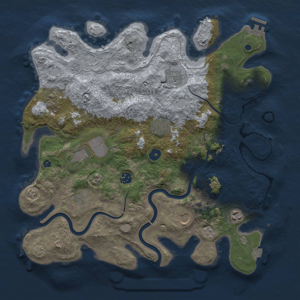 Rust Map: Procedural Map, Size: 3850, Seed: 17879661, 14 Monuments