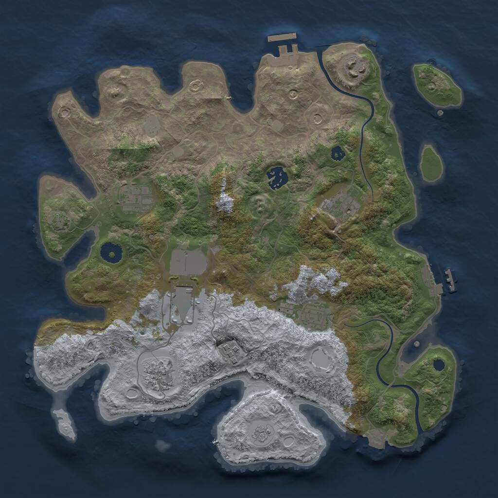 Rust Map: Procedural Map, Size: 3500, Seed: 700813844, 14 Monuments