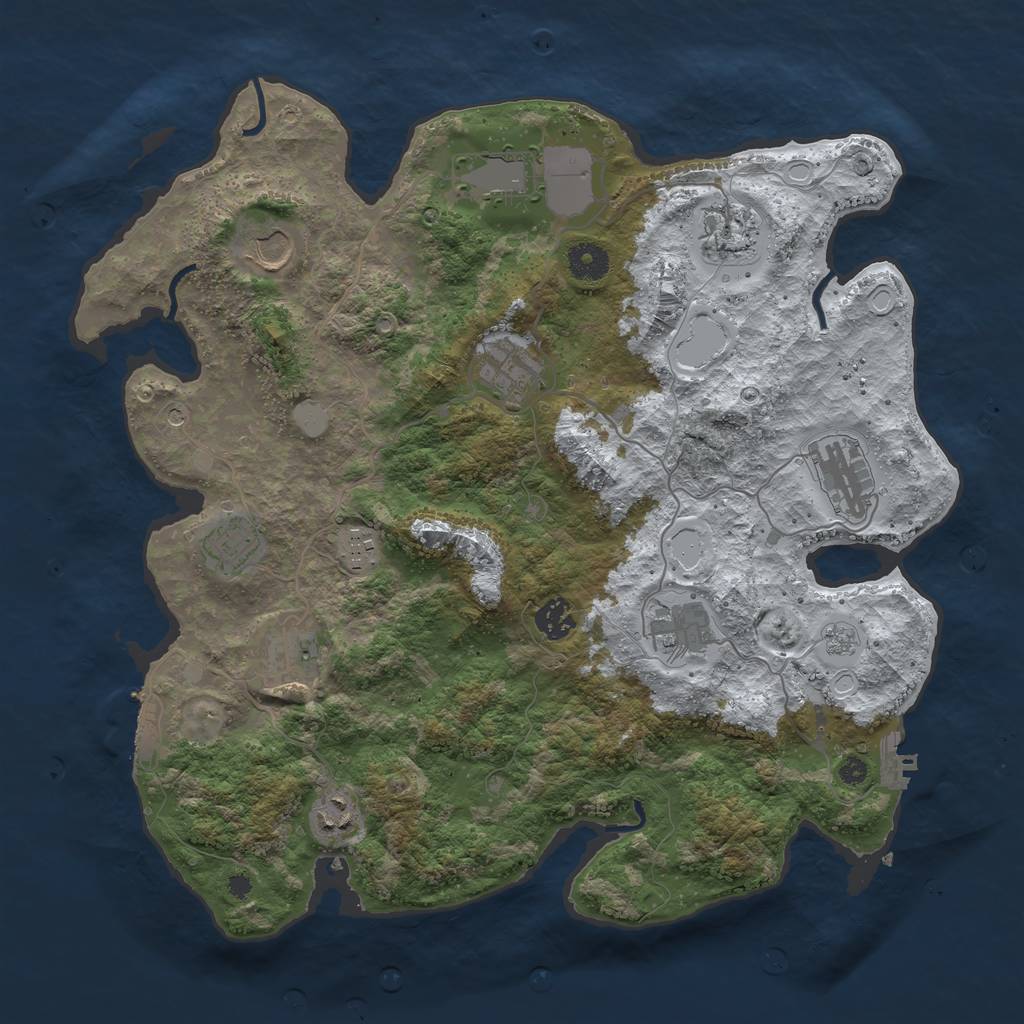 Rust Map: Procedural Map, Size: 3850, Seed: 68485237, 20 Monuments