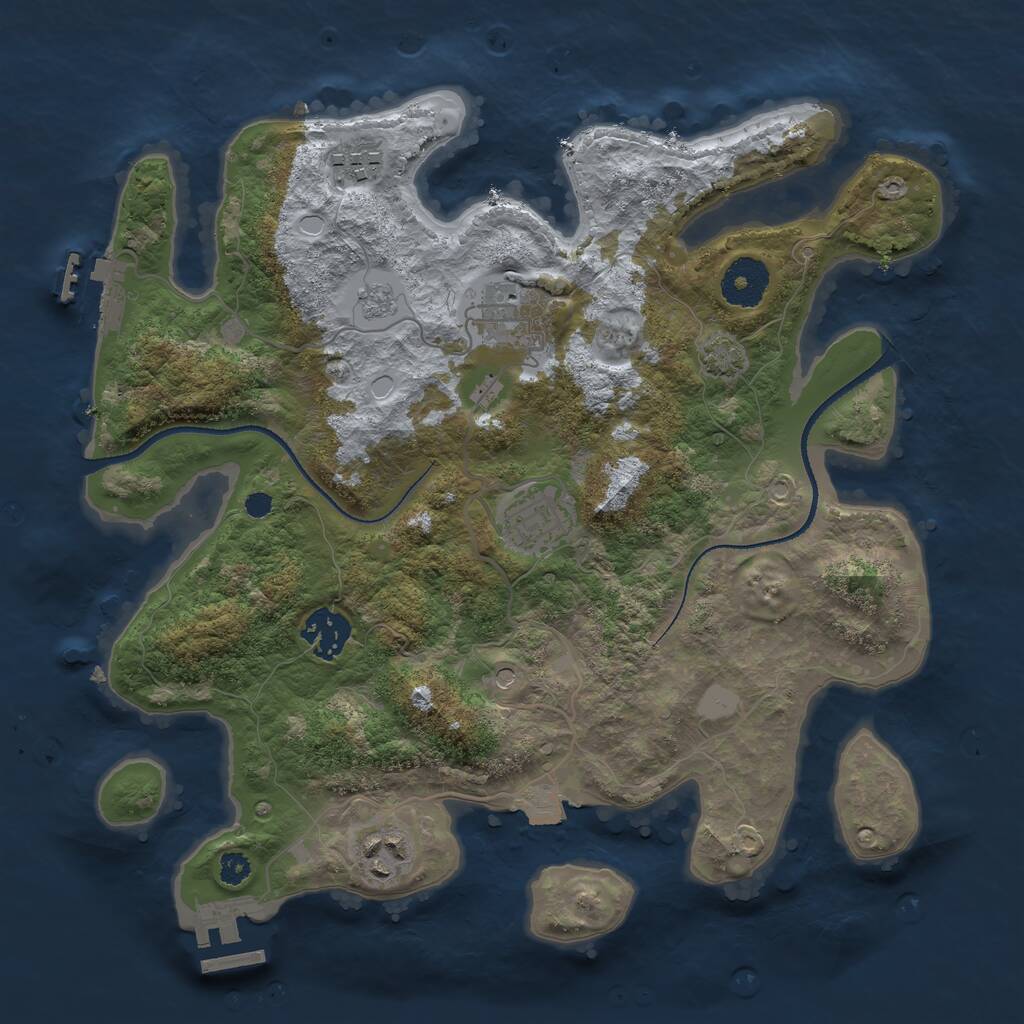 Rust Map: Procedural Map, Size: 3200, Seed: 3395886, 11 Monuments