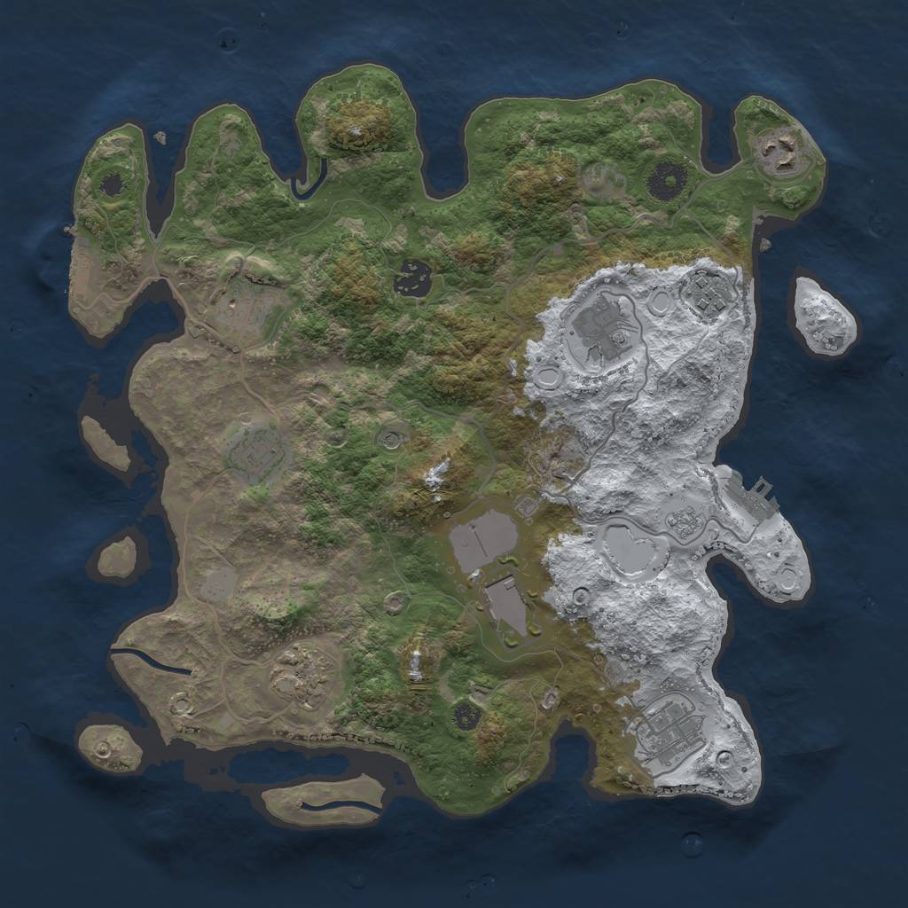 Rust Map: Procedural Map, Size: 3500, Seed: 4220678, 18 Monuments