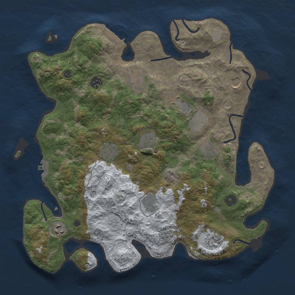 Rust Map: Procedural Map, Size: 3850, Seed: 806688067, 20 Monuments