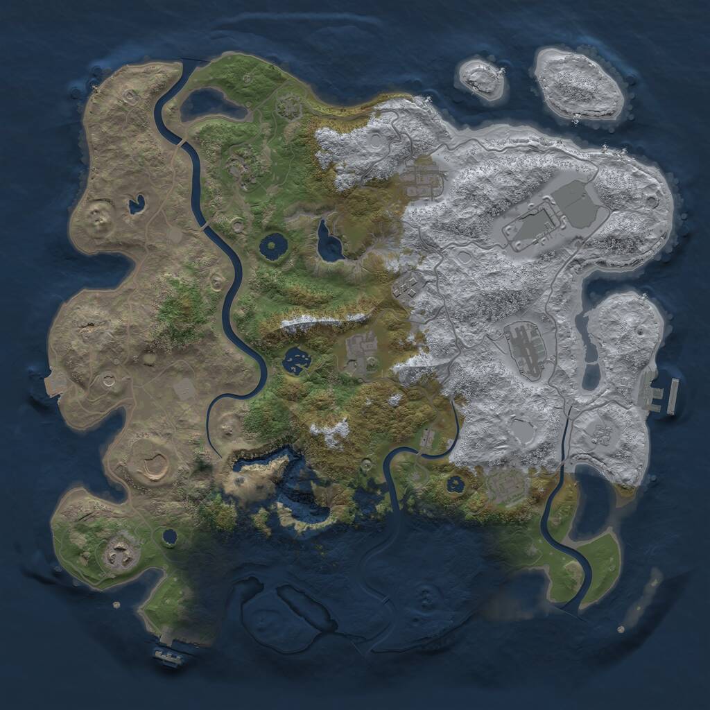 Rust Map: Procedural Map, Size: 4000, Seed: 66649, 16 Monuments