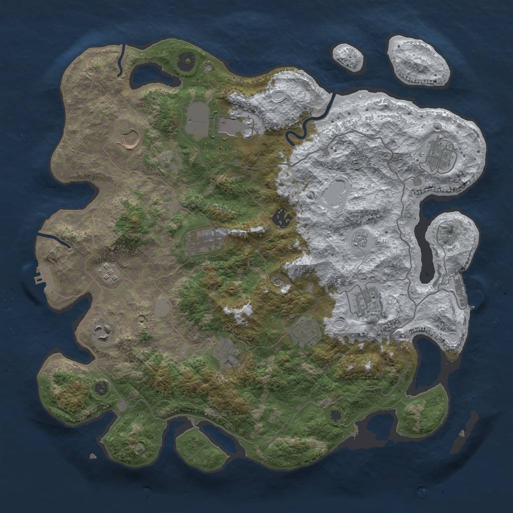 Rust Map: Procedural Map, Size: 4000, Seed: 66649, 19 Monuments