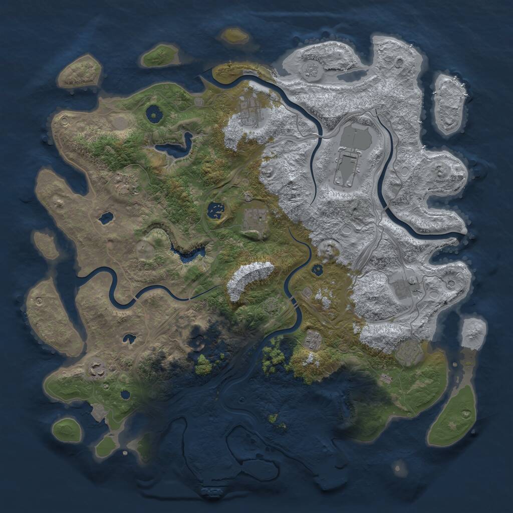 Rust Map: Procedural Map, Size: 4500, Seed: 60817, 16 Monuments