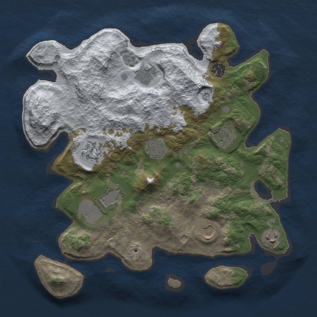 Rust Map: Barren, Size: 3500, Seed: 132536204, 12 Monuments