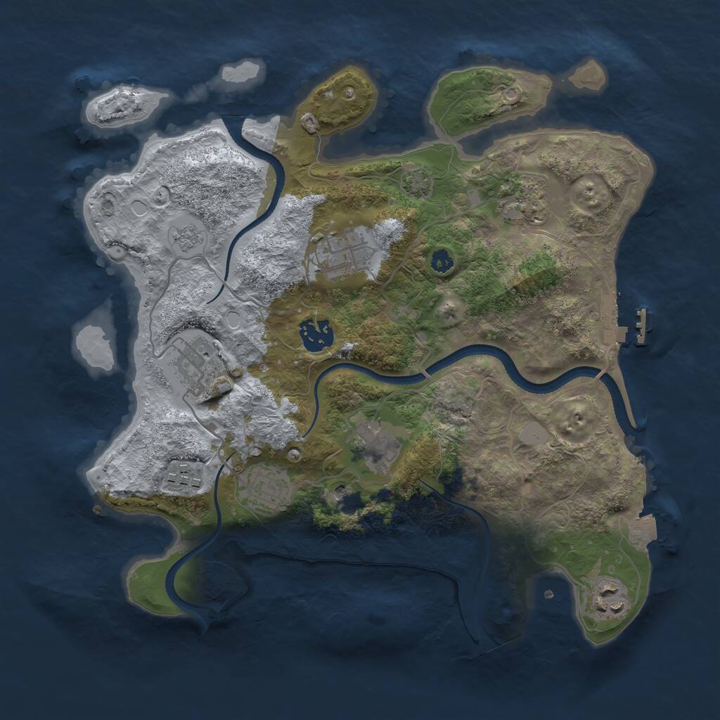 Rust Map: Procedural Map, Size: 3200, Seed: 6142649, 13 Monuments