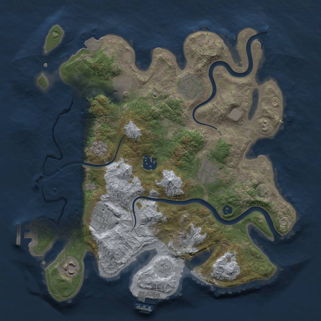Rust Map: Procedural Map, Size: 3250, Seed: 5265884, 13 Monuments