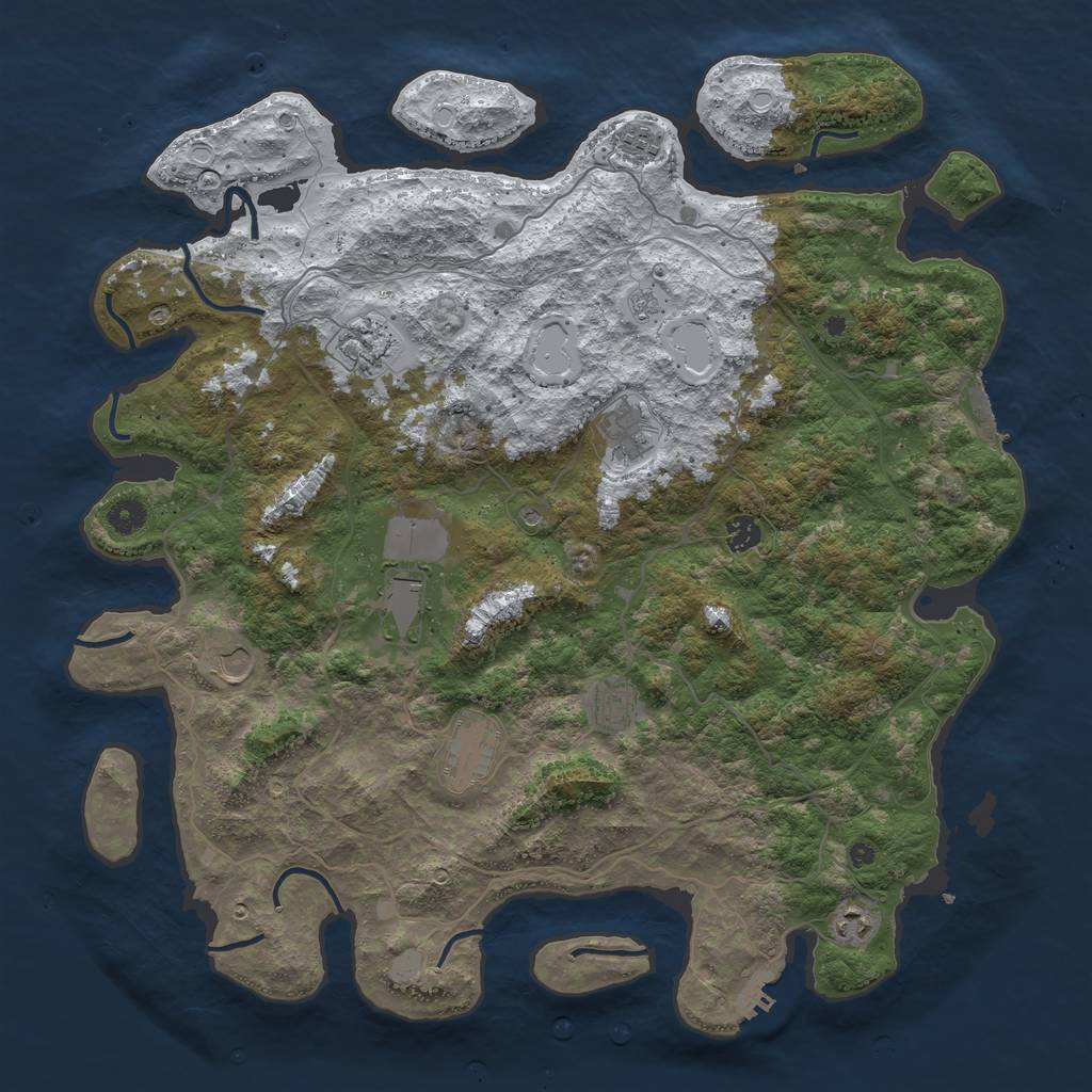 Rust Map: Procedural Map, Size: 4500, Seed: 1378702962, 18 Monuments