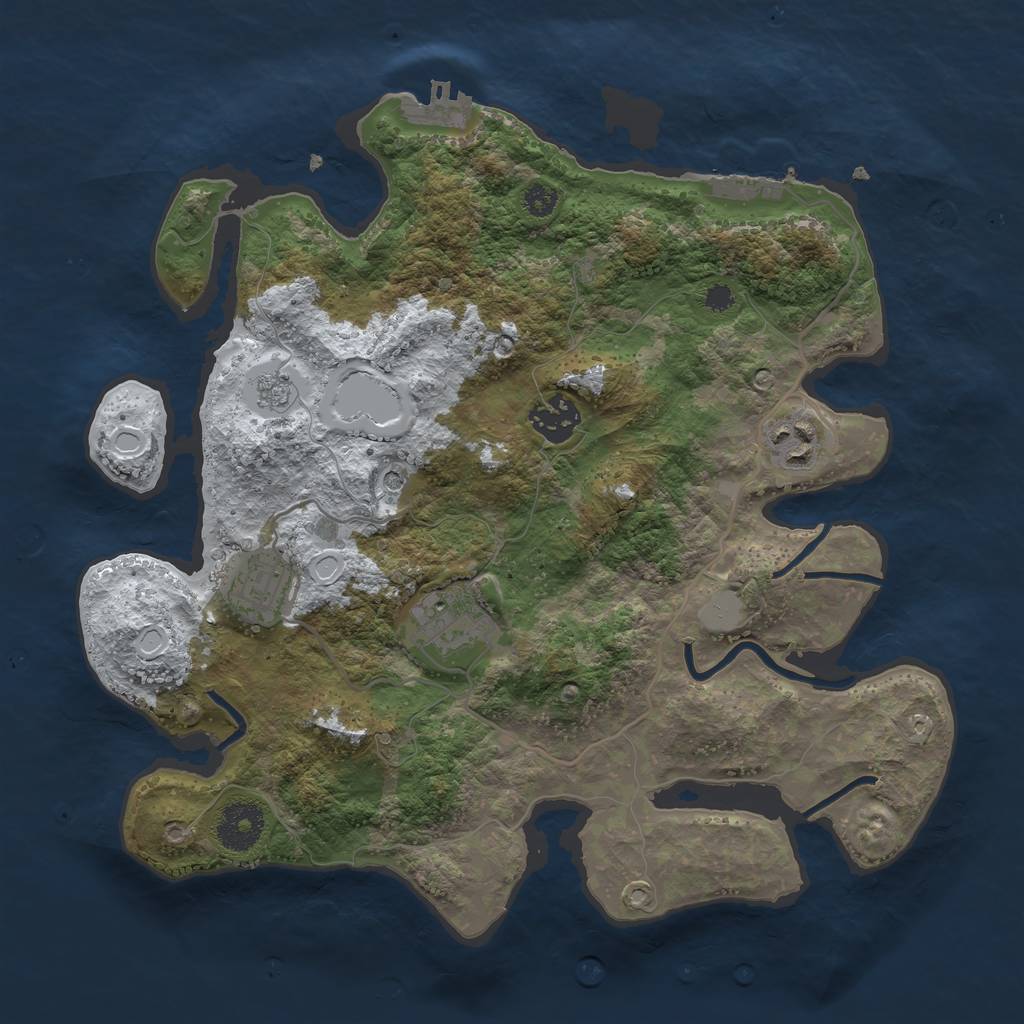 Rust Map: Procedural Map, Size: 3200, Seed: 6438938, 13 Monuments