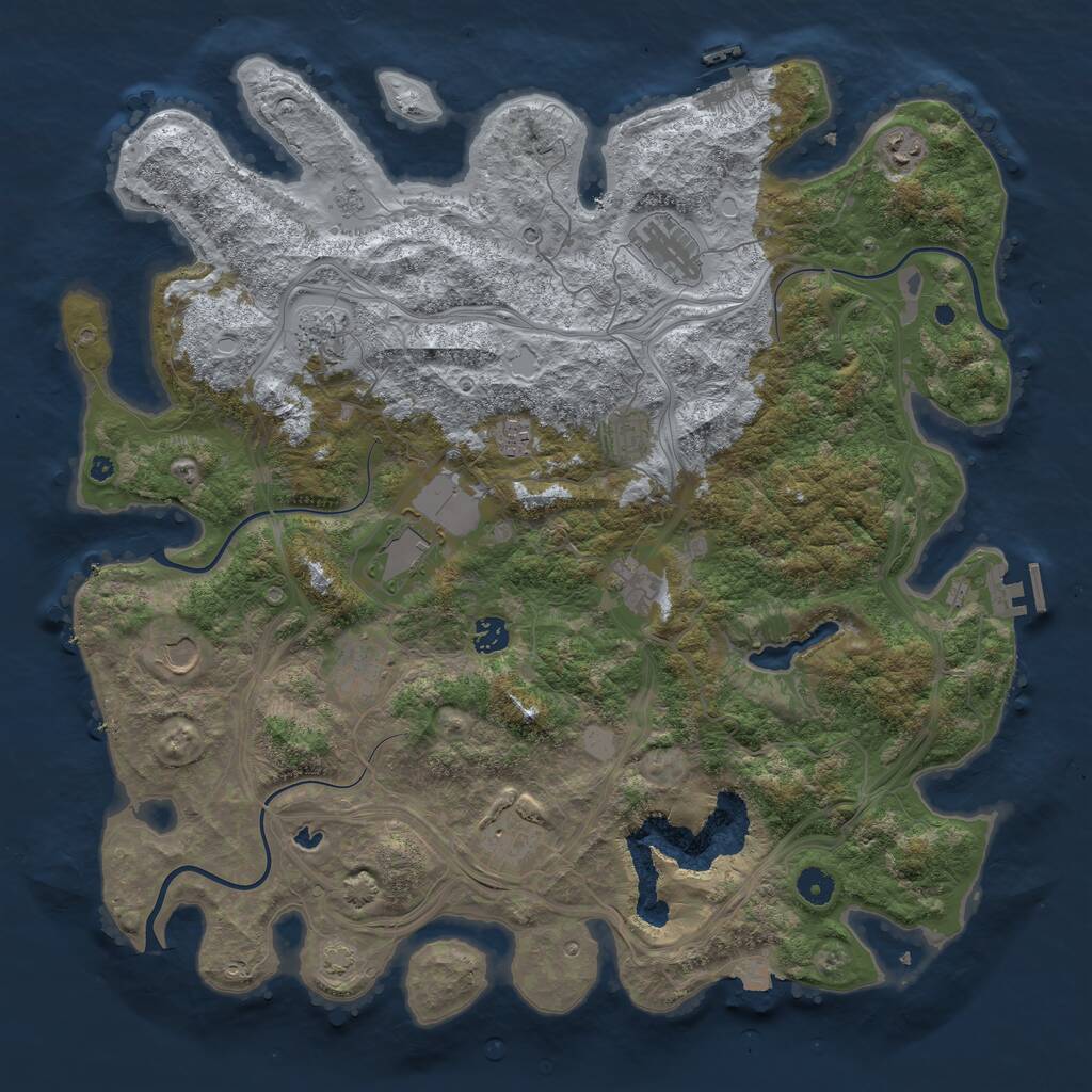 Rust Map: Procedural Map, Size: 4450, Seed: 1830042836, 17 Monuments