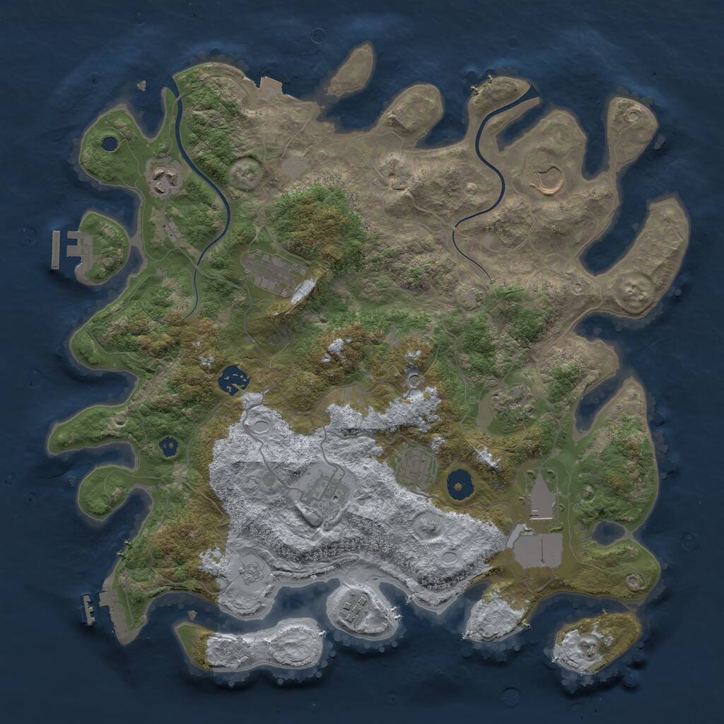Rust Map: Procedural Map, Size: 3800, Seed: 23768, 15 Monuments