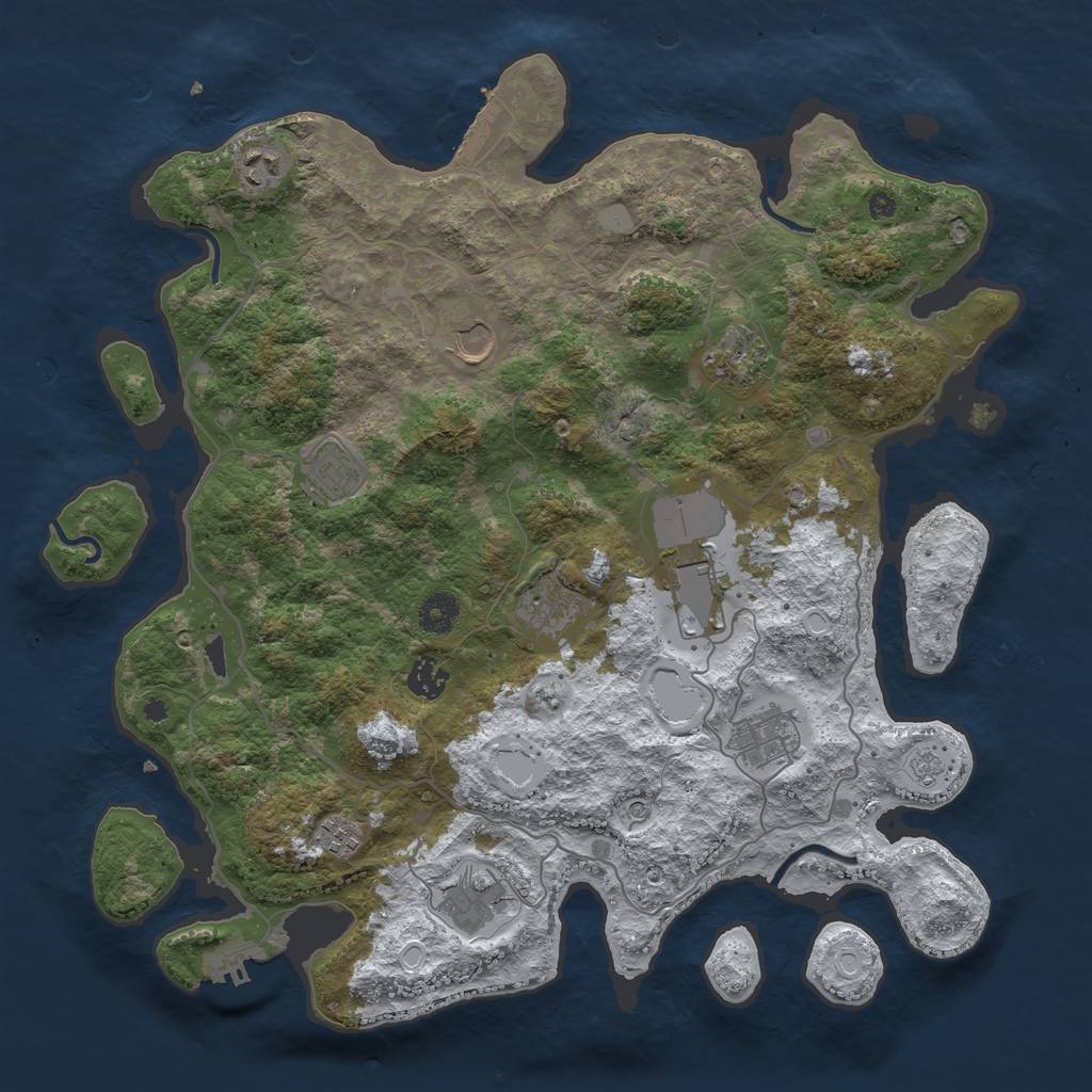 Rust Map: Procedural Map, Size: 4000, Seed: 1780607369, 19 Monuments