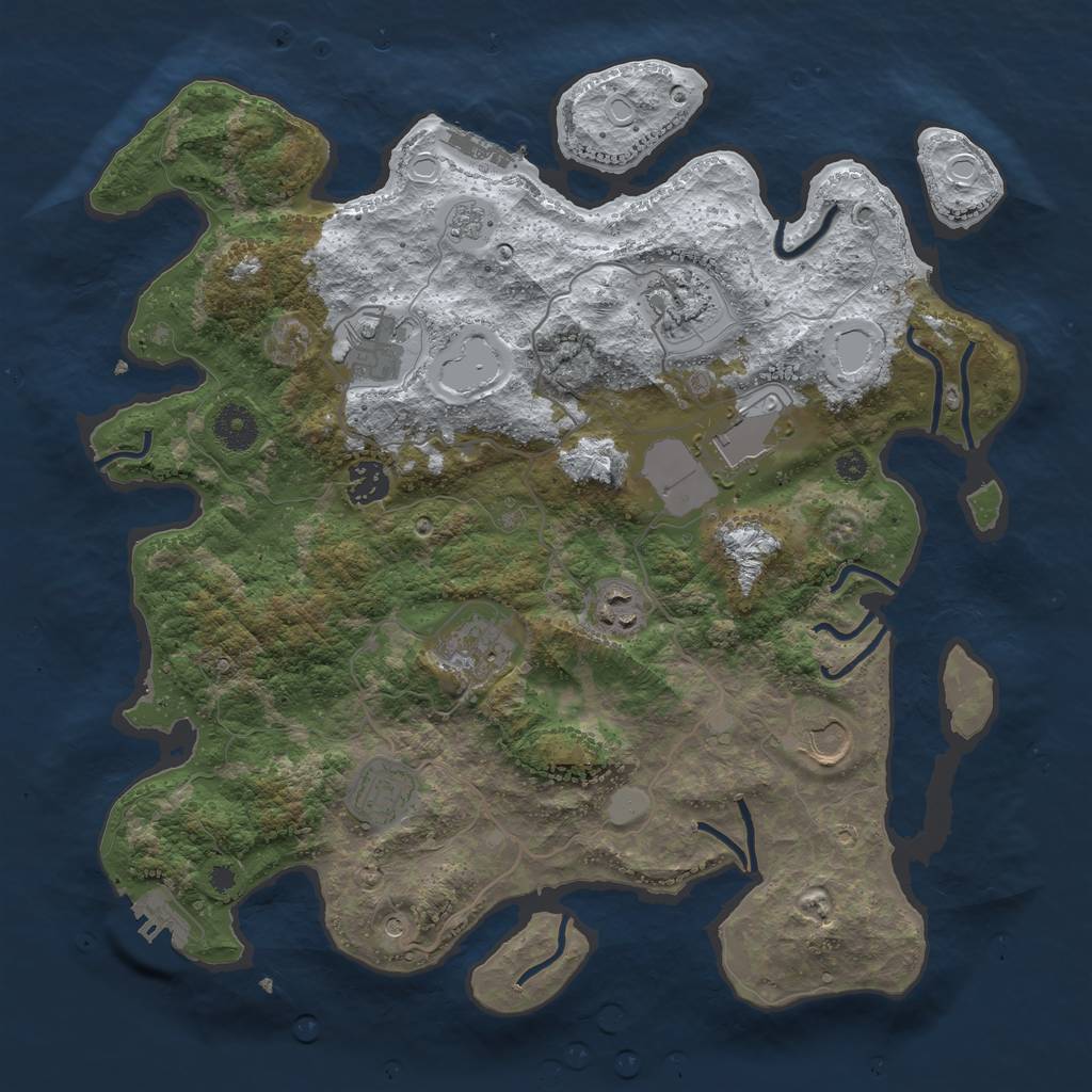 Rust Map: Procedural Map, Size: 3700, Seed: 4414724, 17 Monuments