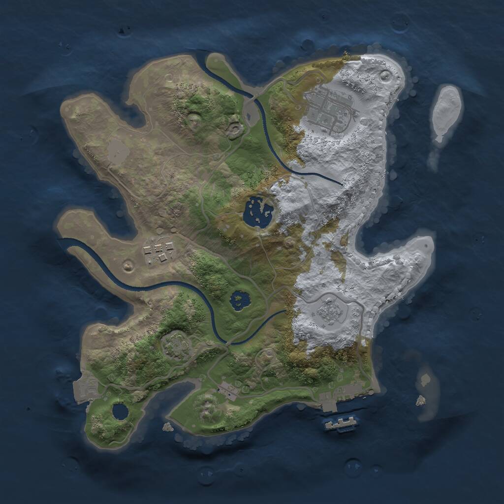 Rust Map: Procedural Map, Size: 2500, Seed: 132138222, 7 Monuments