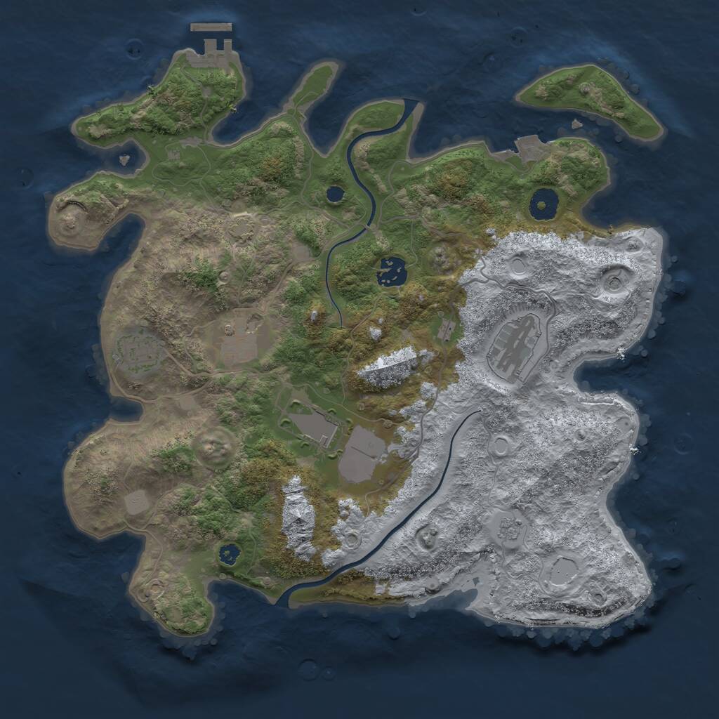 Rust Map: Procedural Map, Size: 3500, Seed: 919715, 10 Monuments