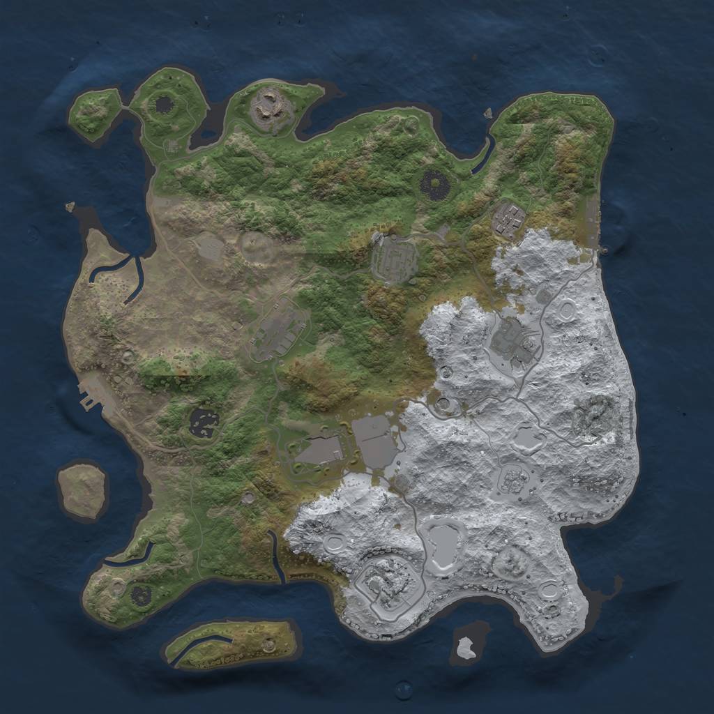 Rust Map: Procedural Map, Size: 3500, Seed: 324282935, 17 Monuments