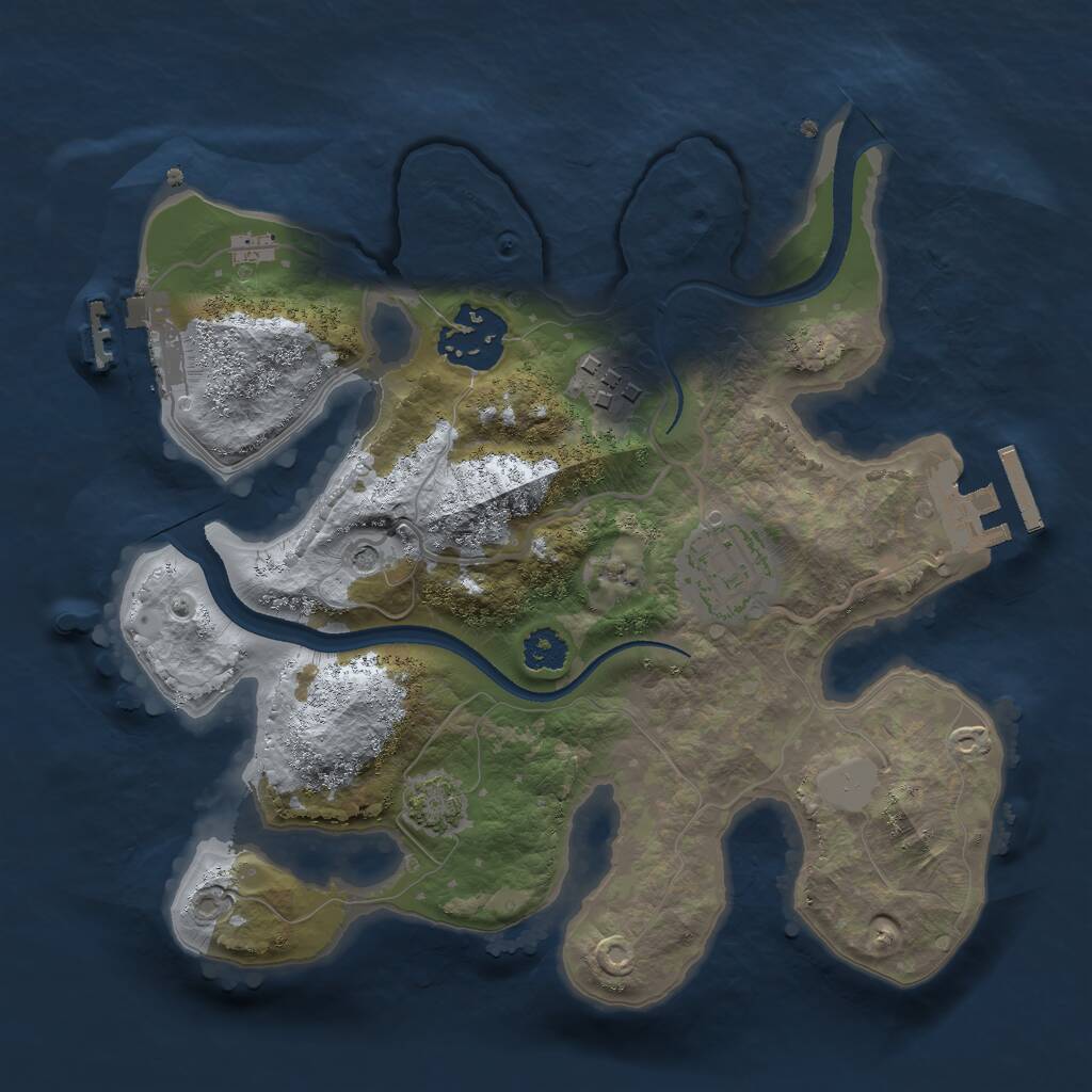 Rust Map: Procedural Map, Size: 2500, Seed: 1541074695, 8 Monuments