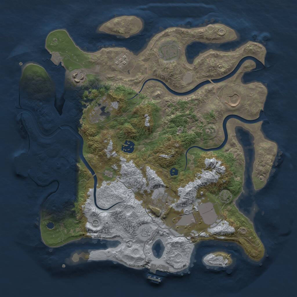 Rust Map: Procedural Map, Size: 3500, Seed: 560734896, 14 Monuments
