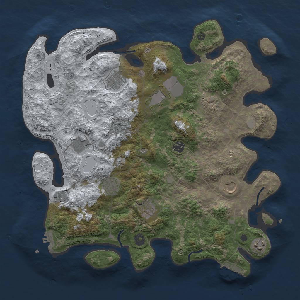 Rust Map: Procedural Map, Size: 3850, Seed: 364541, 19 Monuments
