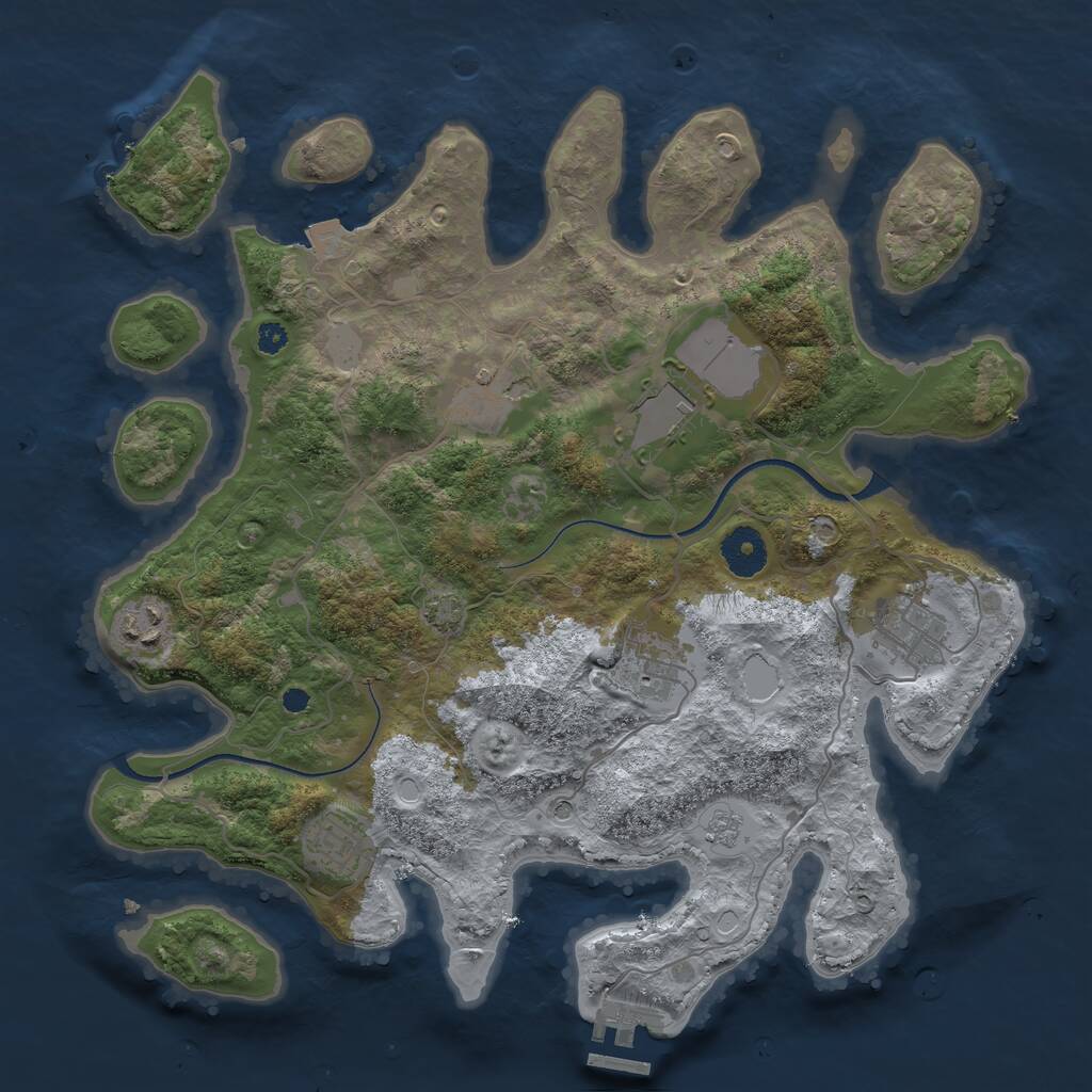 Rust Map: Procedural Map, Size: 3500, Seed: 87572, 11 Monuments