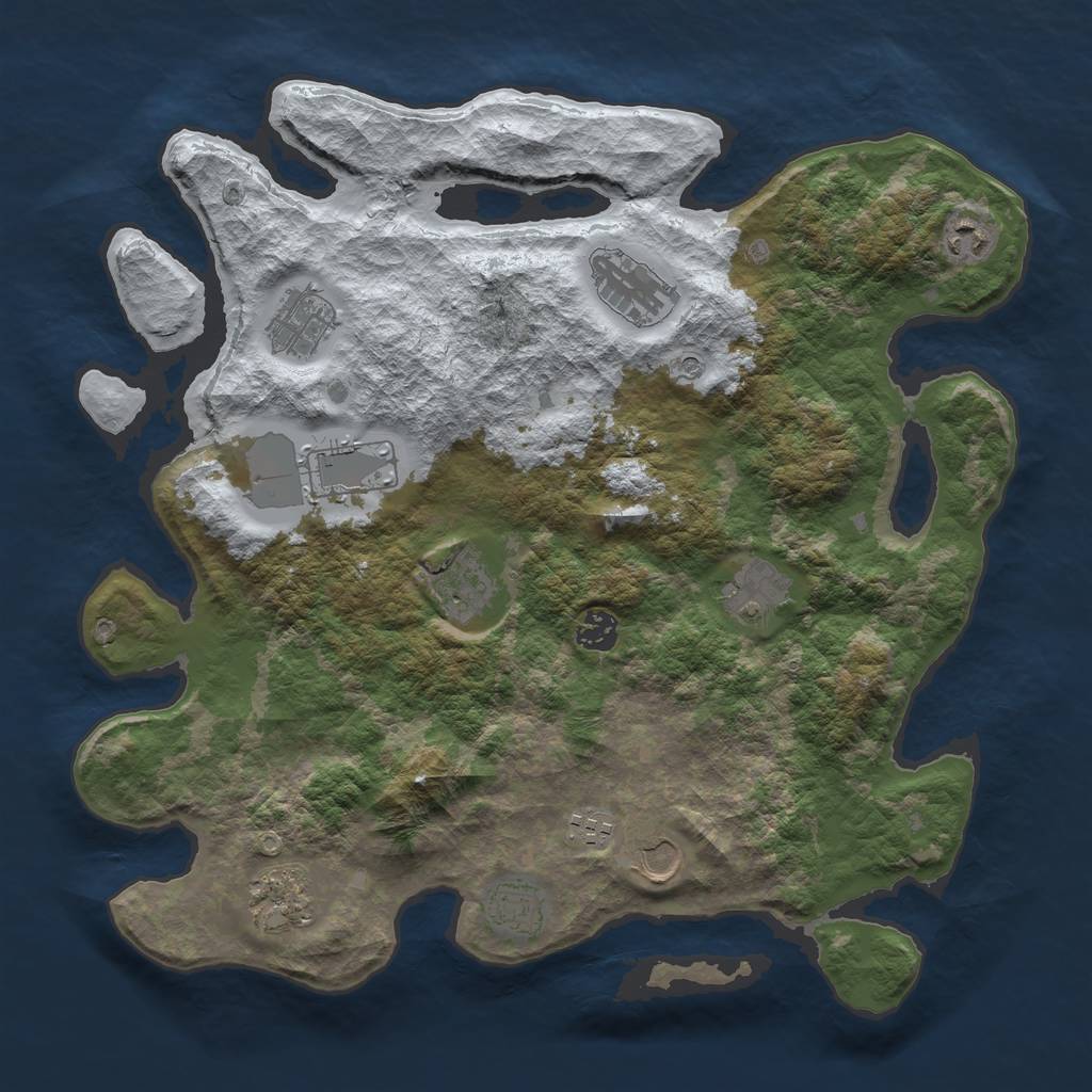 Rust Map: Barren, Size: 3900, Seed: 648252, 14 Monuments