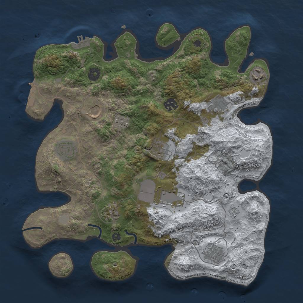 Rust Map: Procedural Map, Size: 3500, Seed: 619843651, 19 Monuments