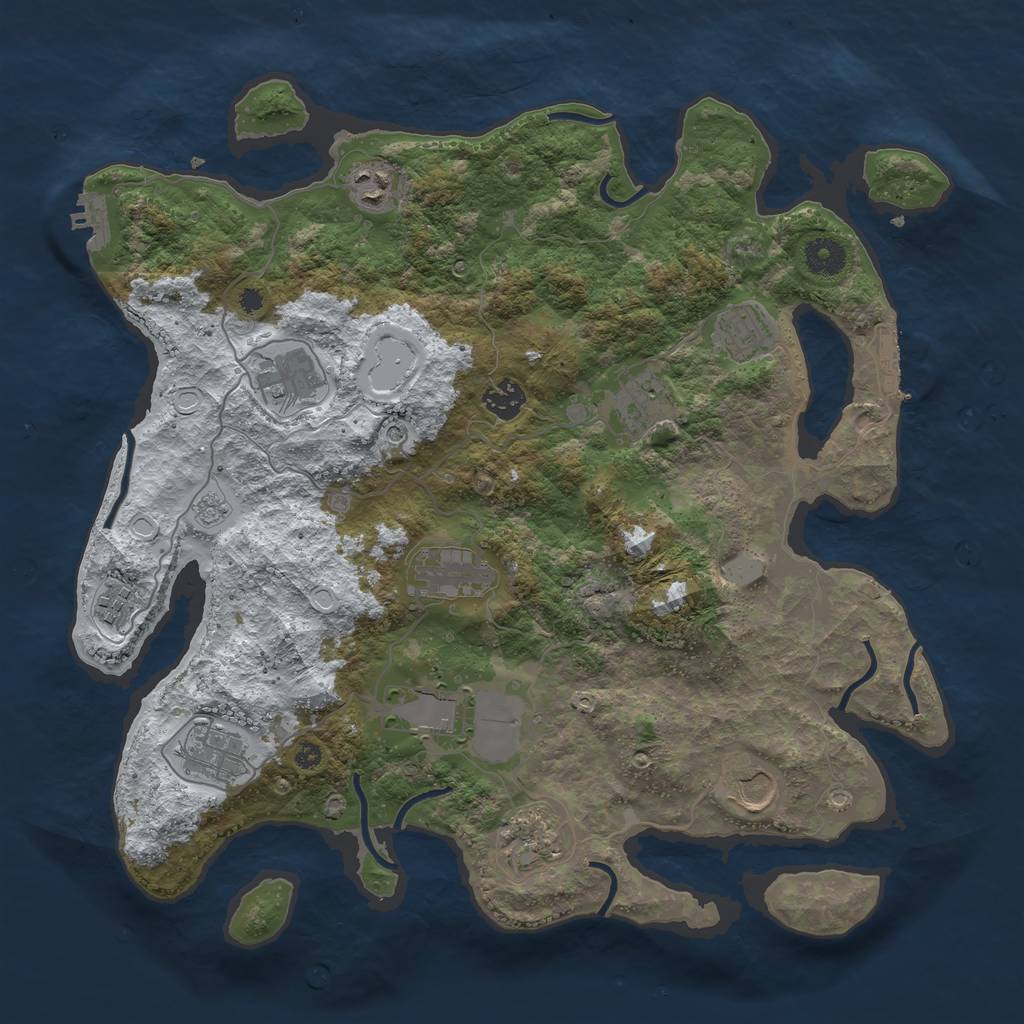 Rust Map: Procedural Map, Size: 3850, Seed: 1175465252, 20 Monuments