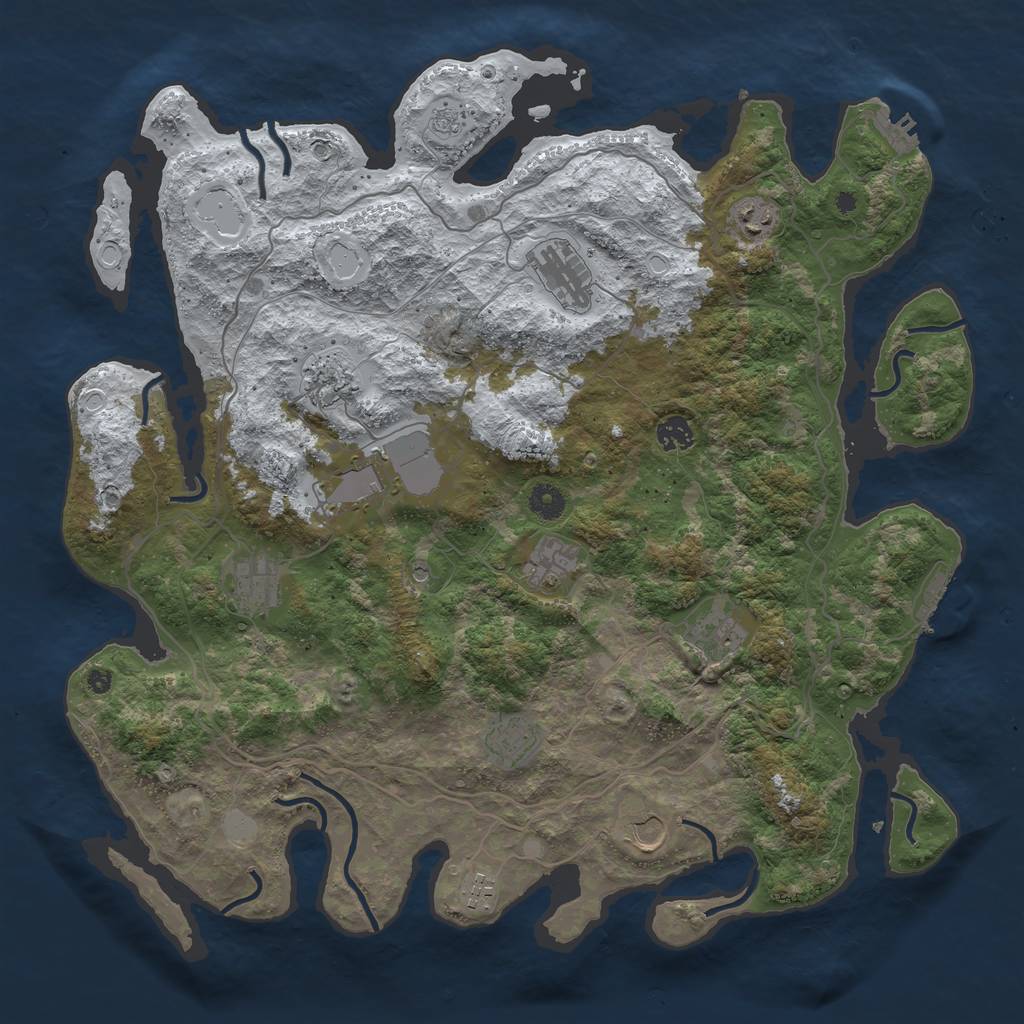 Rust Map: Procedural Map, Size: 4300, Seed: 1939615410, 20 Monuments